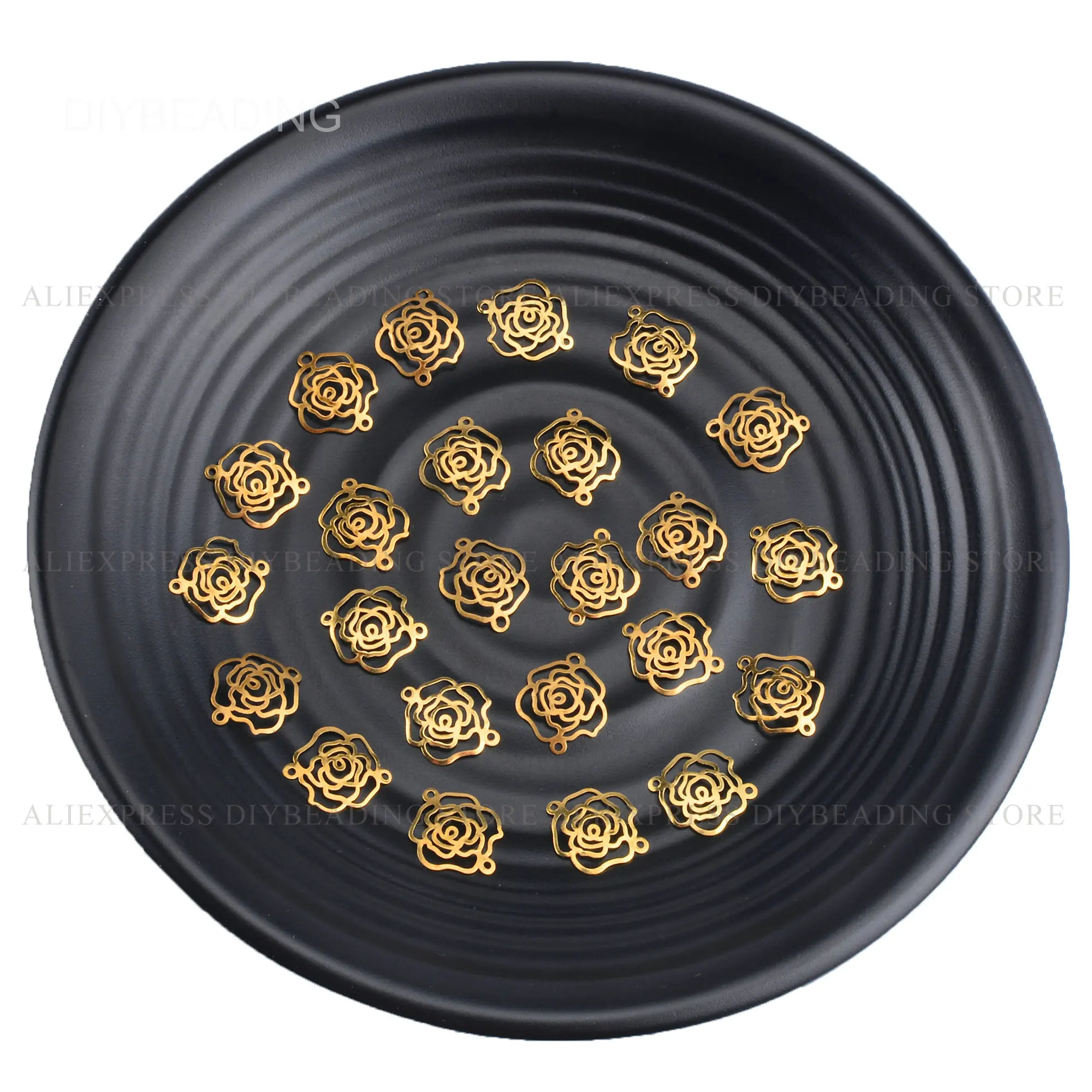 

20-5000 Pcs Brass Rose Flower Charms Connector Finding for Earring Making Floral Shape Metal Component Bulk Wholesale(Very Thin)