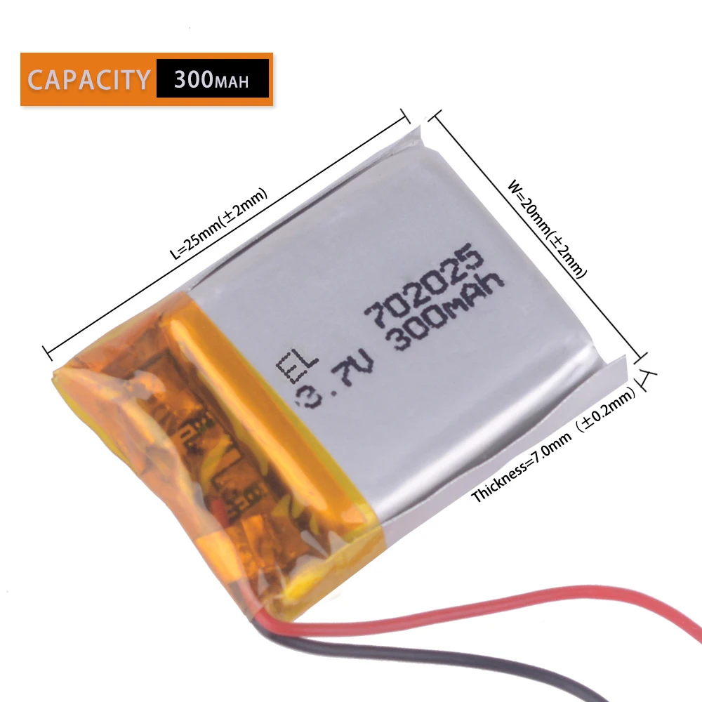 3.7V 302025 140mah 402025 150mah 502025 180mah 602025 250mah 702025 300mah Lithium Polymer Battery For video recorder Registrar