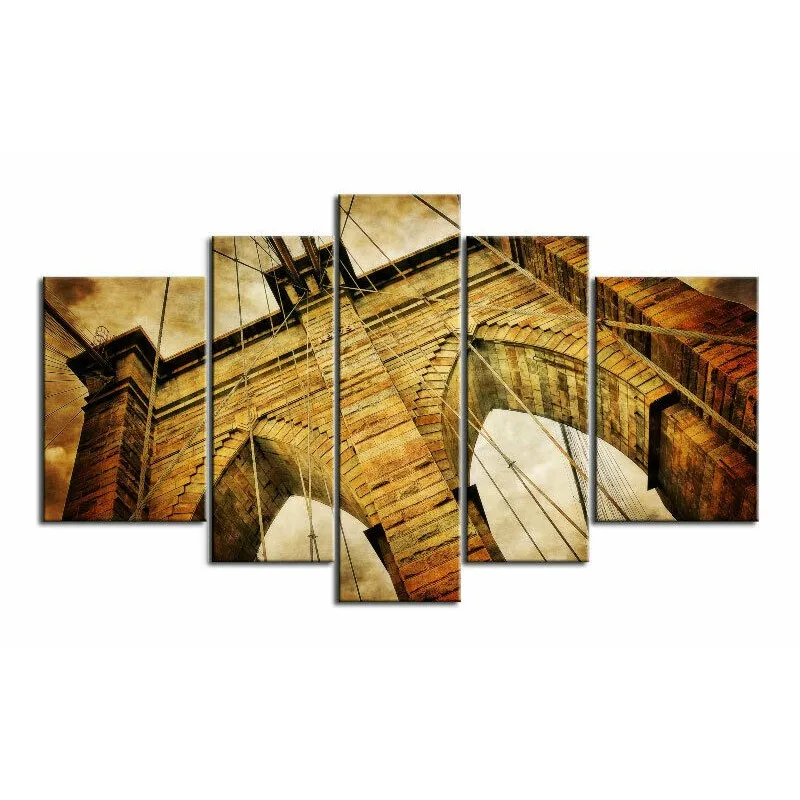 

No Framed Canvas 5Pcs New York Brooklyn Bridge Wall Art For Living Room Posters Prints Pictures Paintings Home Decor Decorations