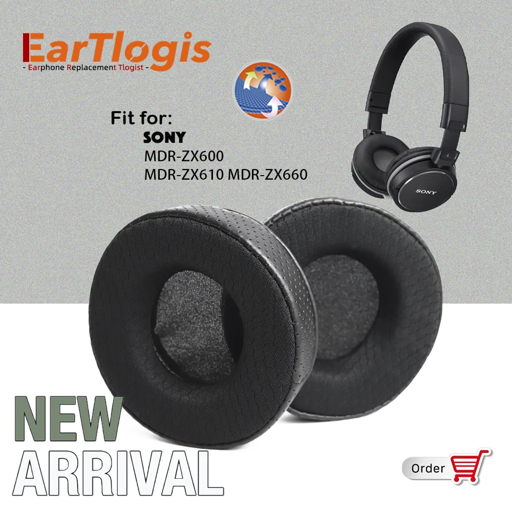 

EarTlogis New Arrival Replacement Ear Pads for Sony MDR-ZX600 MDR-ZX610 MDR-ZX660 Headset Earmuff Cover Cushions Sleeve