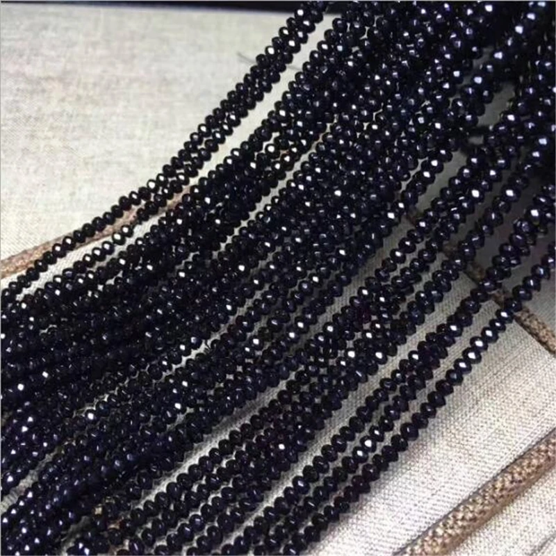 

Wholesale Black Jaspers 2x4mm Natural Stone Abacus Faceted Chalcedony Loose Beads For DIY Jewelry Making Jades Findings 14"