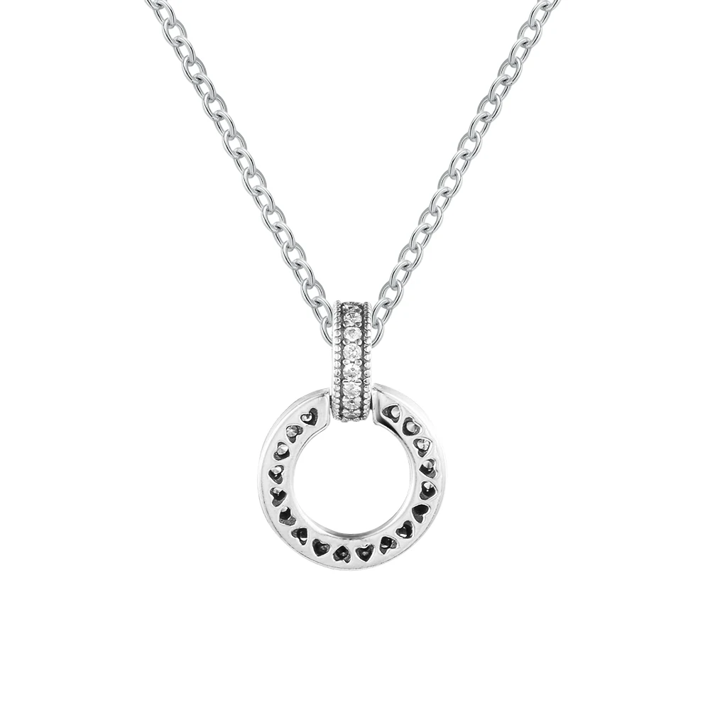 Colgante de doble círculo para mujer, collar y colgante, cadena de plata esterlina, fabricación de joyas para mujer, dijes originales para el día de la madre