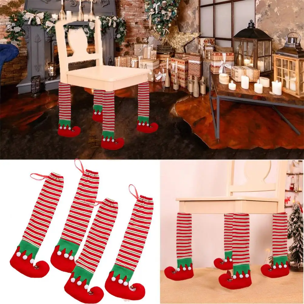 

1Pair Christmas Table Leg Covers Christmas Chair Socks Table Chair Leg Covers for Christmas Decor