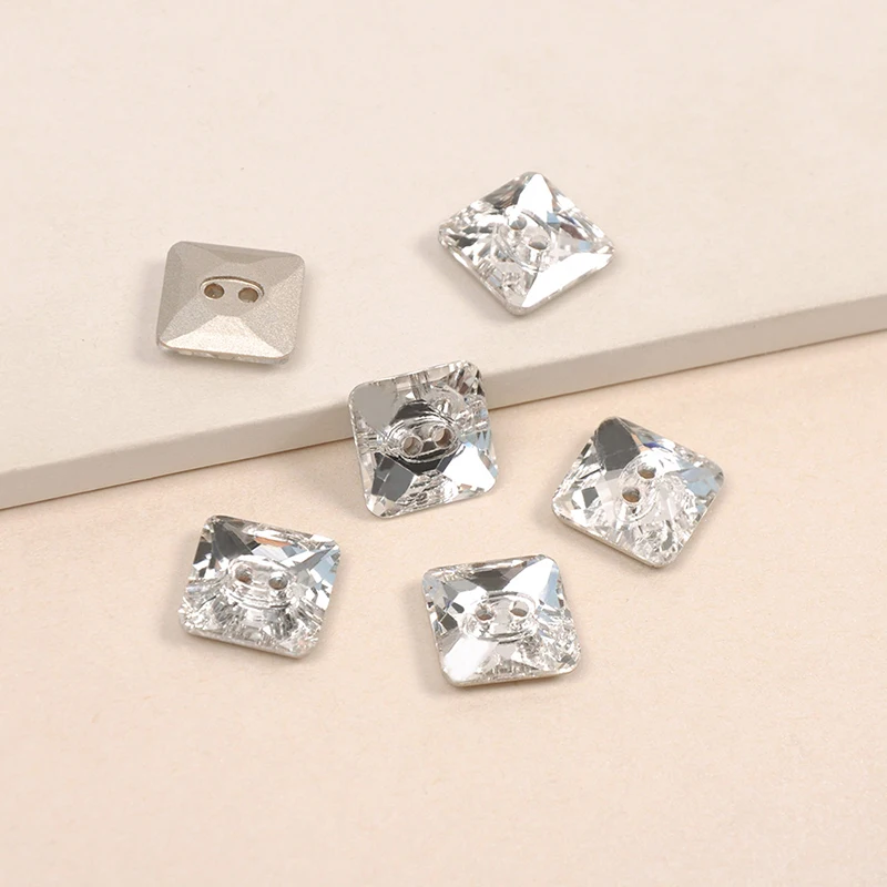 YANRUO 3017 All Sizes Crystal Clear Square Luxury Glass Rhinestones Sewing Items Decorative Buttons For Crafts