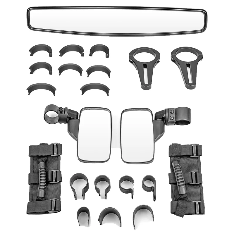 

1,5-дюймовое центральное боковое зеркало заднего вида + ручка, широкий угол регулировки, универсальное для Polaris Ranger Yamaha Honda