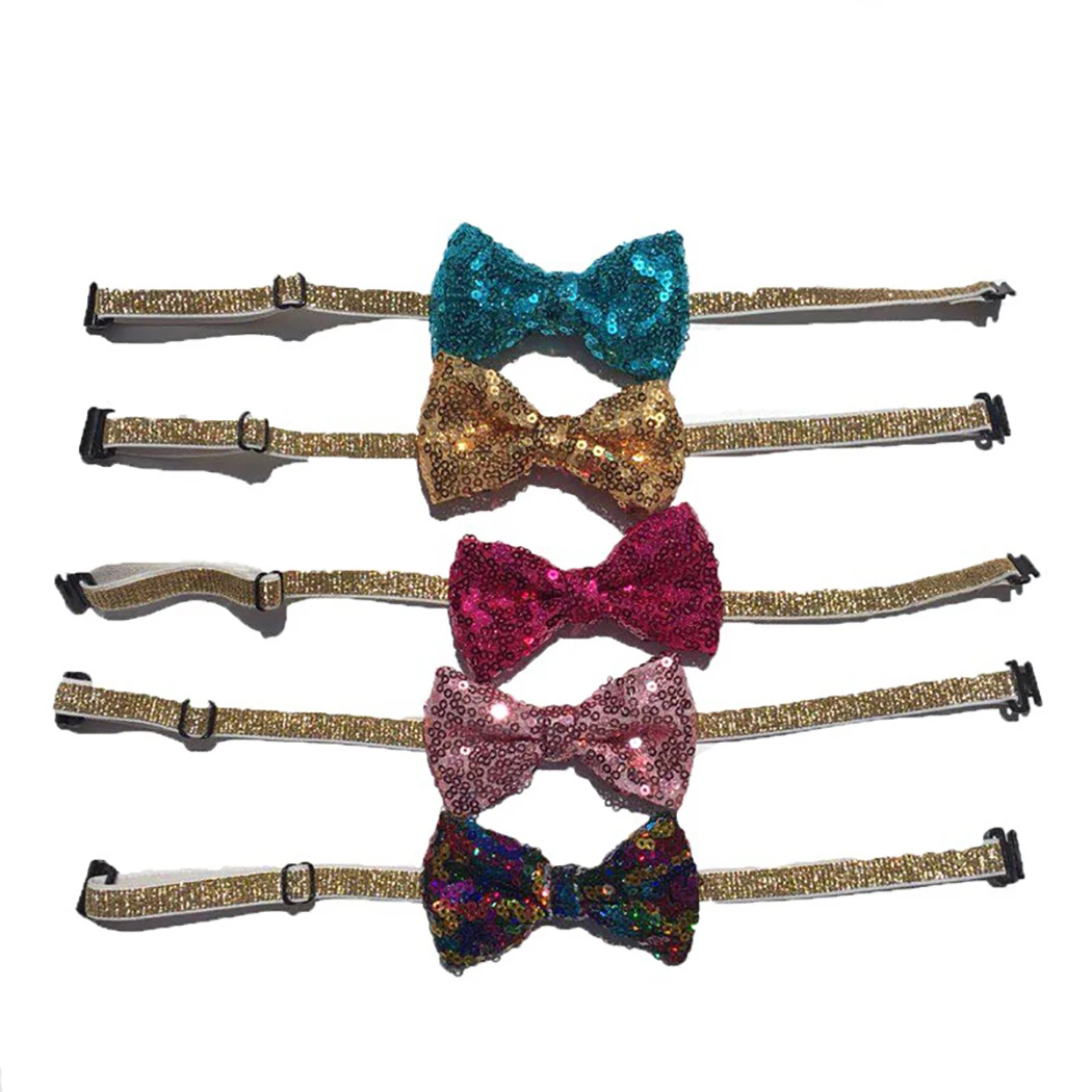 Lovely Sequin Pets Grooming Accessories Cute Dog Puppy Cat Kitten Pet Toy Kid Solid Bow Tie Necktie Clothes Cat Dog Necktie