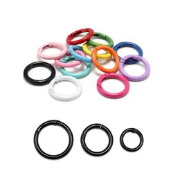 Anillo redondo de Metal con resorte que se puede abrir, mosquetón, llavero, Clips para bolso, gancho, cadena de perro, hebillas, conector para joyería DIY, 5 unidades por lote