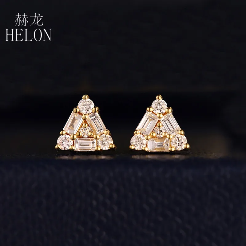 

HELON 0.5ct Natural Diamonds Stud Earrings Solid 14k Yellow / White / Rose Gold Women Earrings Trendy Fine Jewelry Best Gift