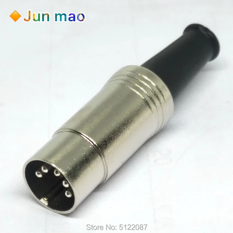 2pcs New 5PIN DIN Connector Midi Cable Lead Audio Plug Male Inline Metal Connector