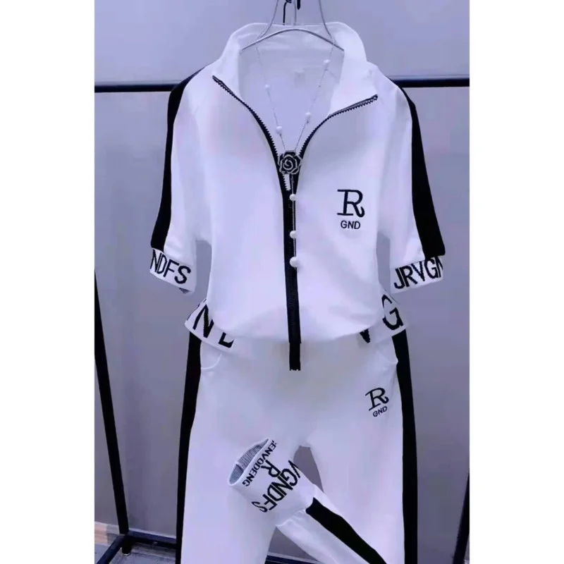 Summer 2025 Women\'s Loose Tracksuit Casual Fashion Short Sleeve Hooded Top with Pants 2 TwoPiece Set Sweat Suit for Women