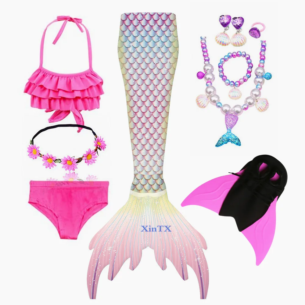 Meisjes Kleine Zeemeermin Staart Met Monofin Fin Badpak Bikini Zwemmen Badpak Strandkleding Voor Meisjes Jurk Kostuum