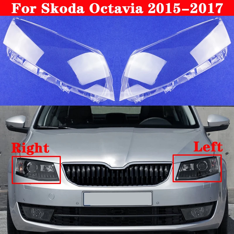Osłona na przedni reflektor samochodu dla Skoda Octavia 2015-2017 reflektor samochodowy klosz Lampcover latarka czołowa obejmuje szklaną osłonę obiektywu