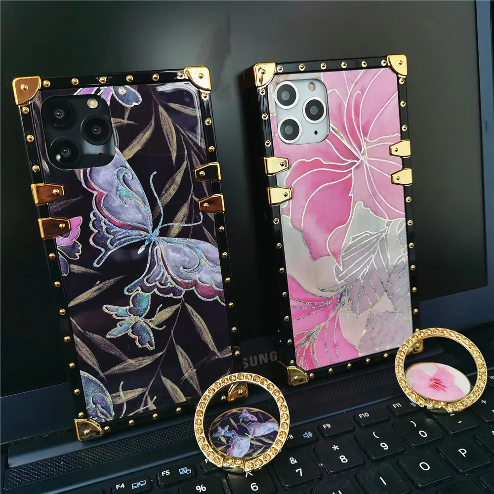 Luxury Glitter Flower Cover Butterfly Case for Samsung Galaxy A15 A25 A35 A55 5G A22 A54 A14 A72 A52 A13 A23 A33 A53 A34