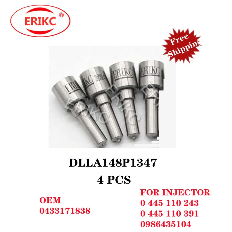 

ERIKC 4 Pcs DLLA148P1347 Nozzle Spray DLLA 148P 1347 OEM 0433171838 For 0445110243 0445110391 0986435104