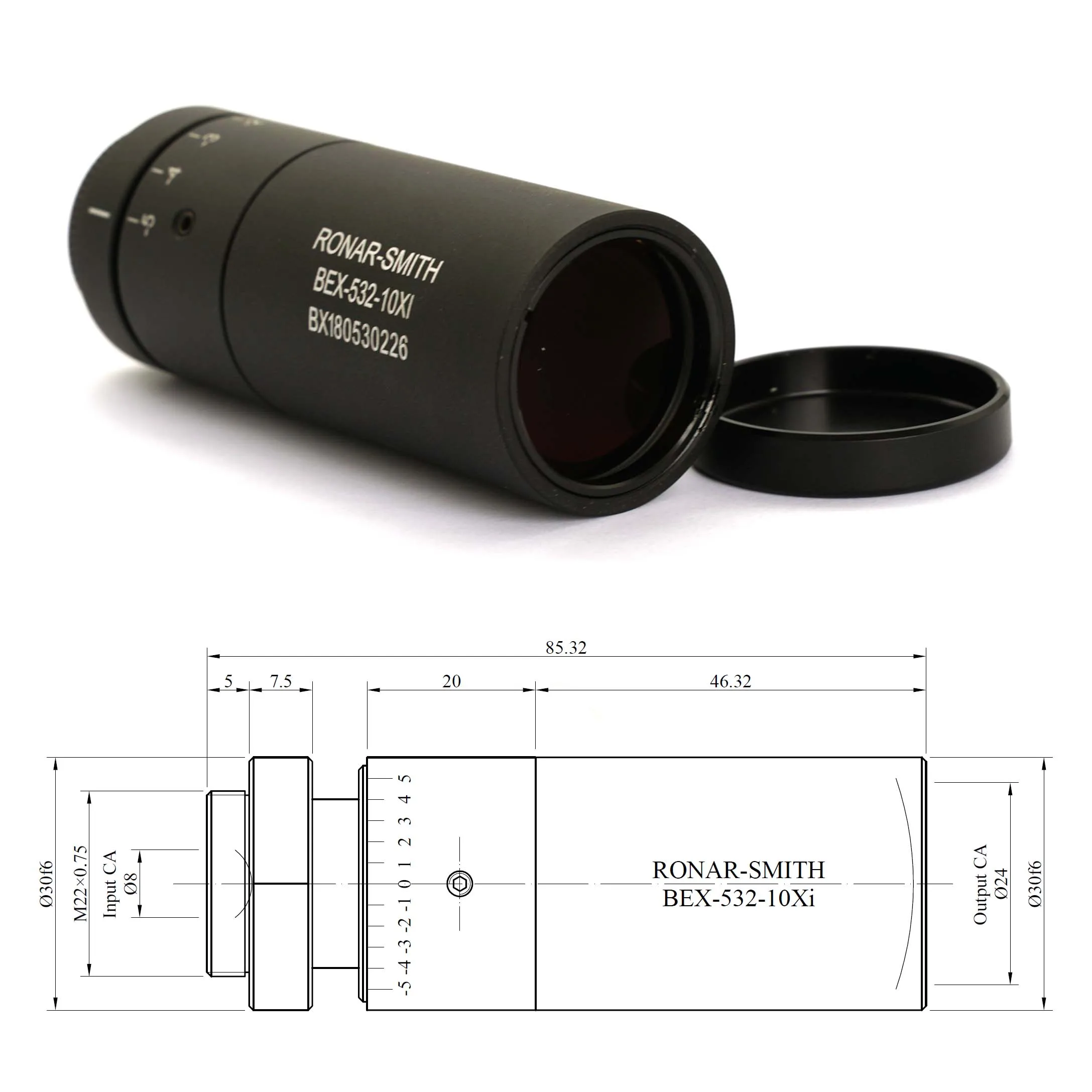 532nm 調節可能な発散角ビームパンダ 10X 緑色の使用