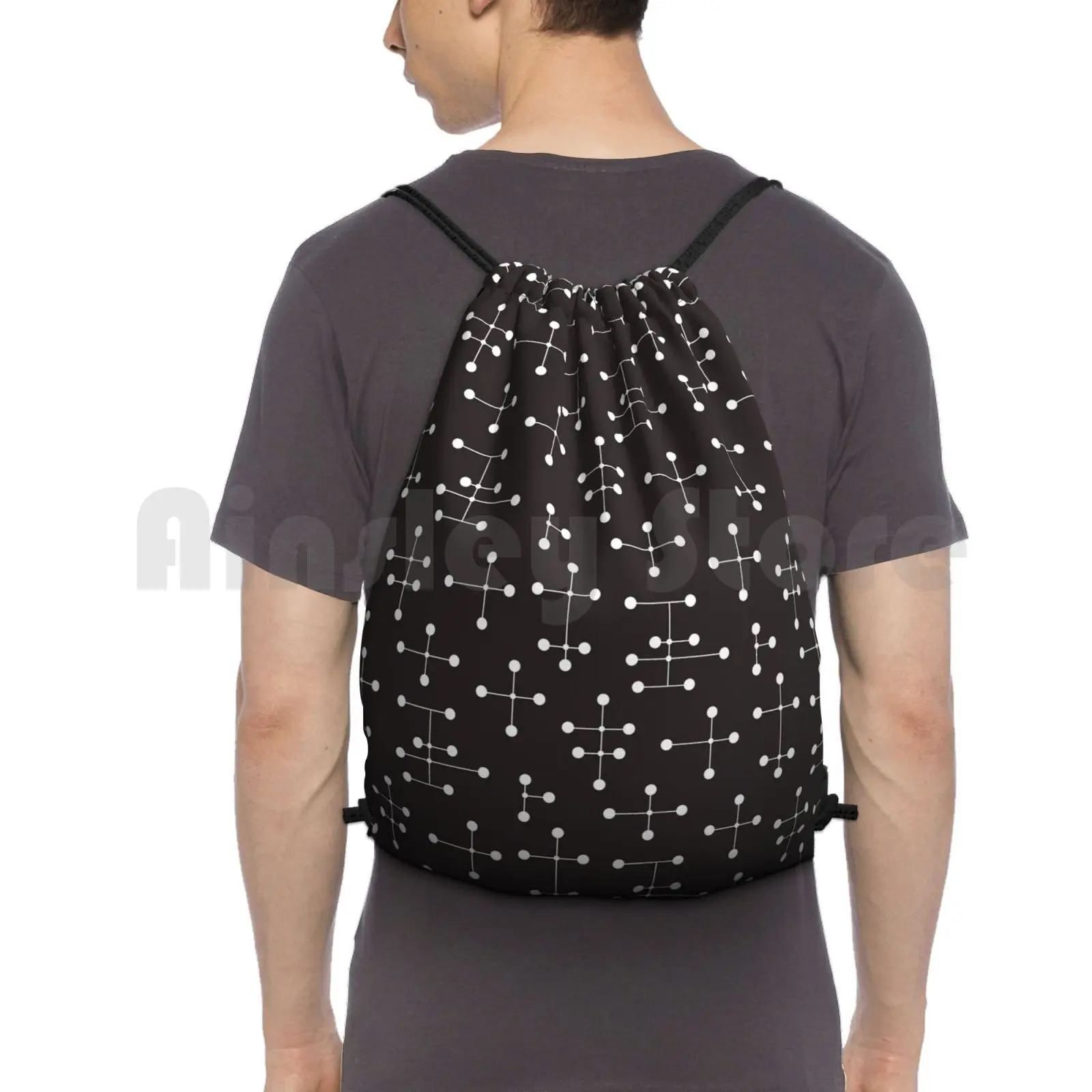 

Midcentury Modern Dots 22 Backpack Drawstring Bags Gym Bag Waterproof 1950S 1960S 50S 60S Atomic Atomic Inspired Atomic