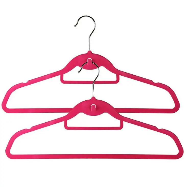 Multi-functional Row of Clothing Store Hangers with Hook Anti-slip Flocking Hangers Without Trace Black Hangers 44.50cm