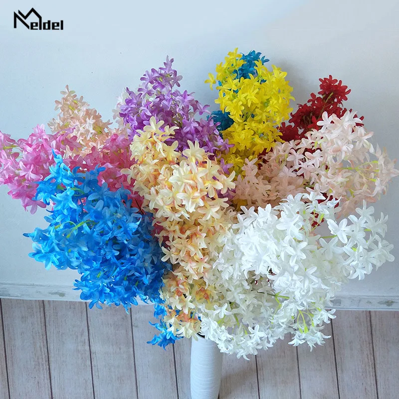 Meldel-ramo de flores de cerezo artificiales, 108cm, flor de seda Sakura, decoración de arco de boda, flores falsas, decoración de valla de pared de jardín