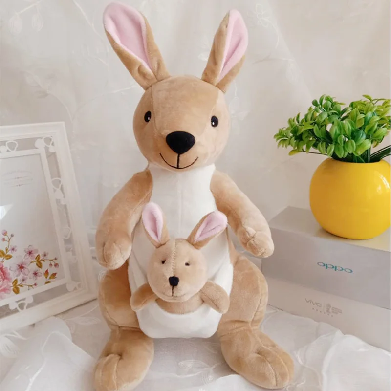 38CM Creative Cute Kangaroo Plush Toys Soft Stuffed Animal Doll Mother Child Kangaroo Plush Toys For Kids Birthday Gift