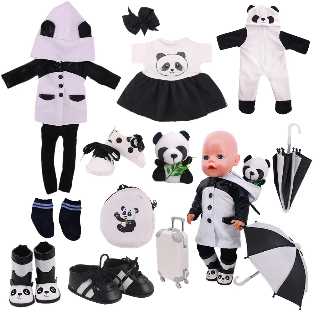 

Panda Doll Clothes Shoes Suitcase Fit 18Inch American Girl Doll,43cm New Reborn Baby Doll,Toys for Girl,Russian Doll Accessories