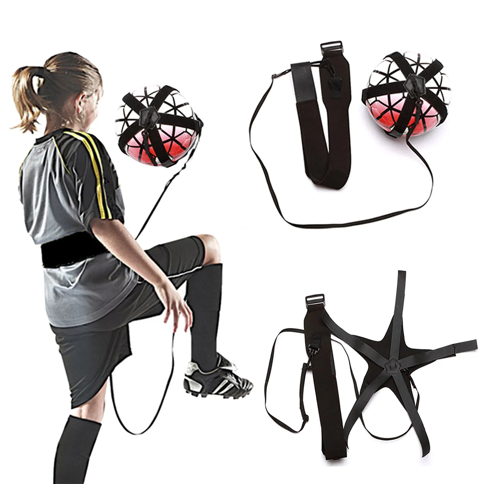 

Soccer Trainer Football Kick Throw Solo Soccer Practice Trainer Adjustable Waist Belt For Football Training Aid Equipment