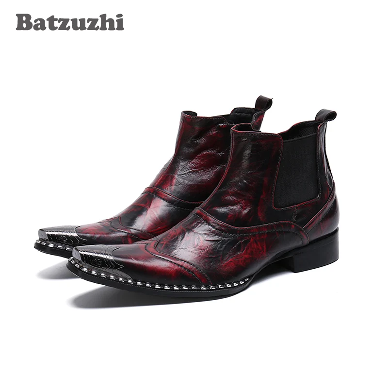 

Batzuzhi Japanese Type Men's Boots Handmade Soft Genuine Leather Boots Men Pointed Toe Party and Wedding Boots Male Footwear