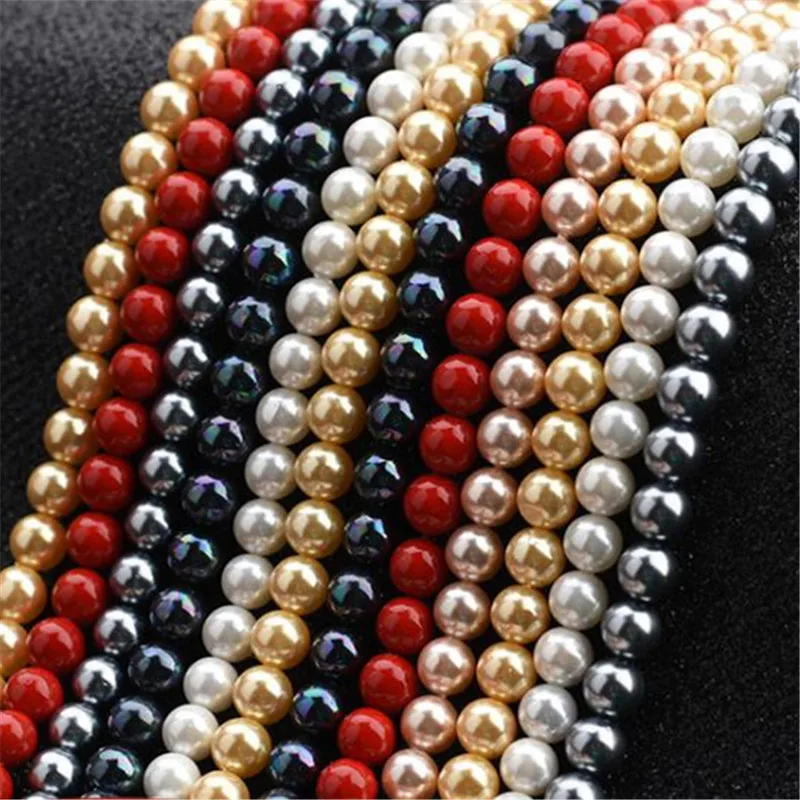 Shell Pearl Red Pink Losse Beads Diy Accessories Jewelry Beads Wholesale Accesories Bracelet Making Kit 4-12mm Round 15\