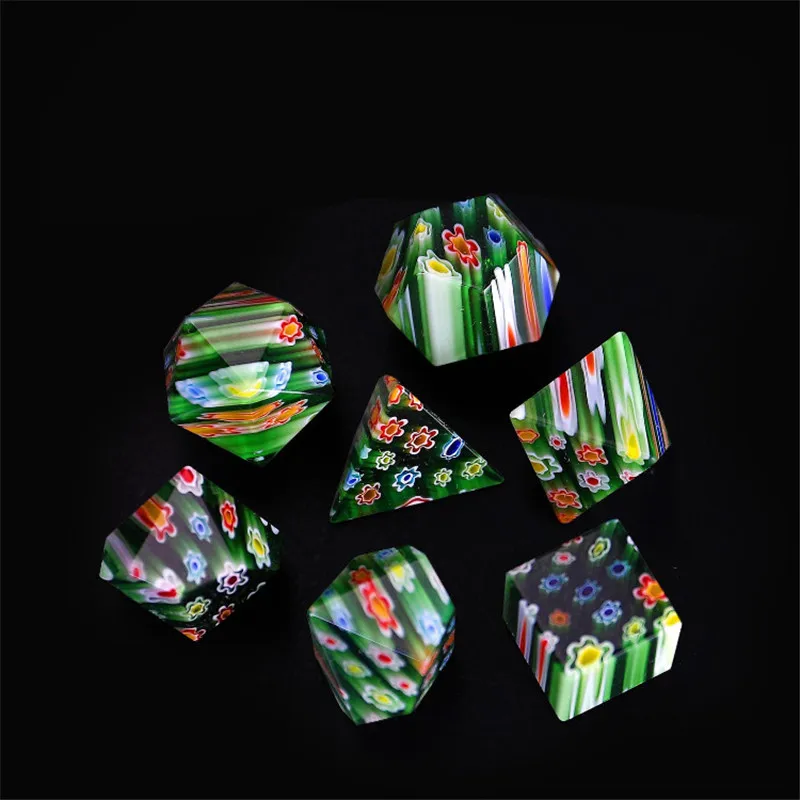 Polyhedral gem dice 7 pieces set  Colorful Crystal Board game dice decoration Holiday Gift