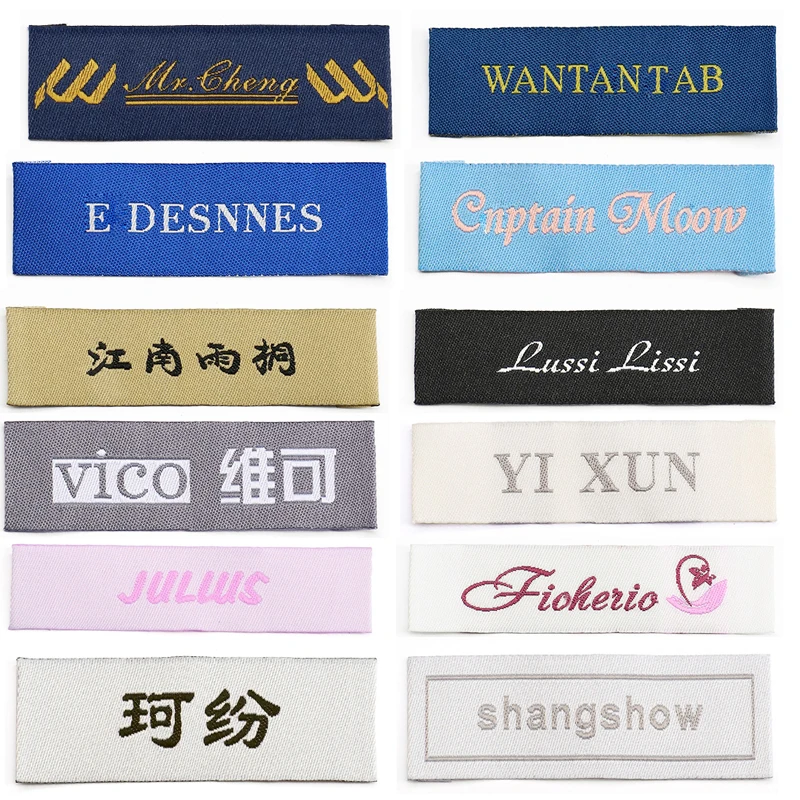 

Free Shipping Personalized Cheap Clothing Labels Garment Labels With Custom Logo Own Labels For Clothing Quality Woven Labels