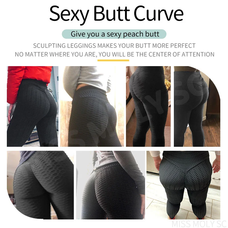 High Waist Leggings With Pocket Women Fitness Scrunch Butt Lifting Grid Leggings Booty Push Up Seamless Leggins Stretch Panties