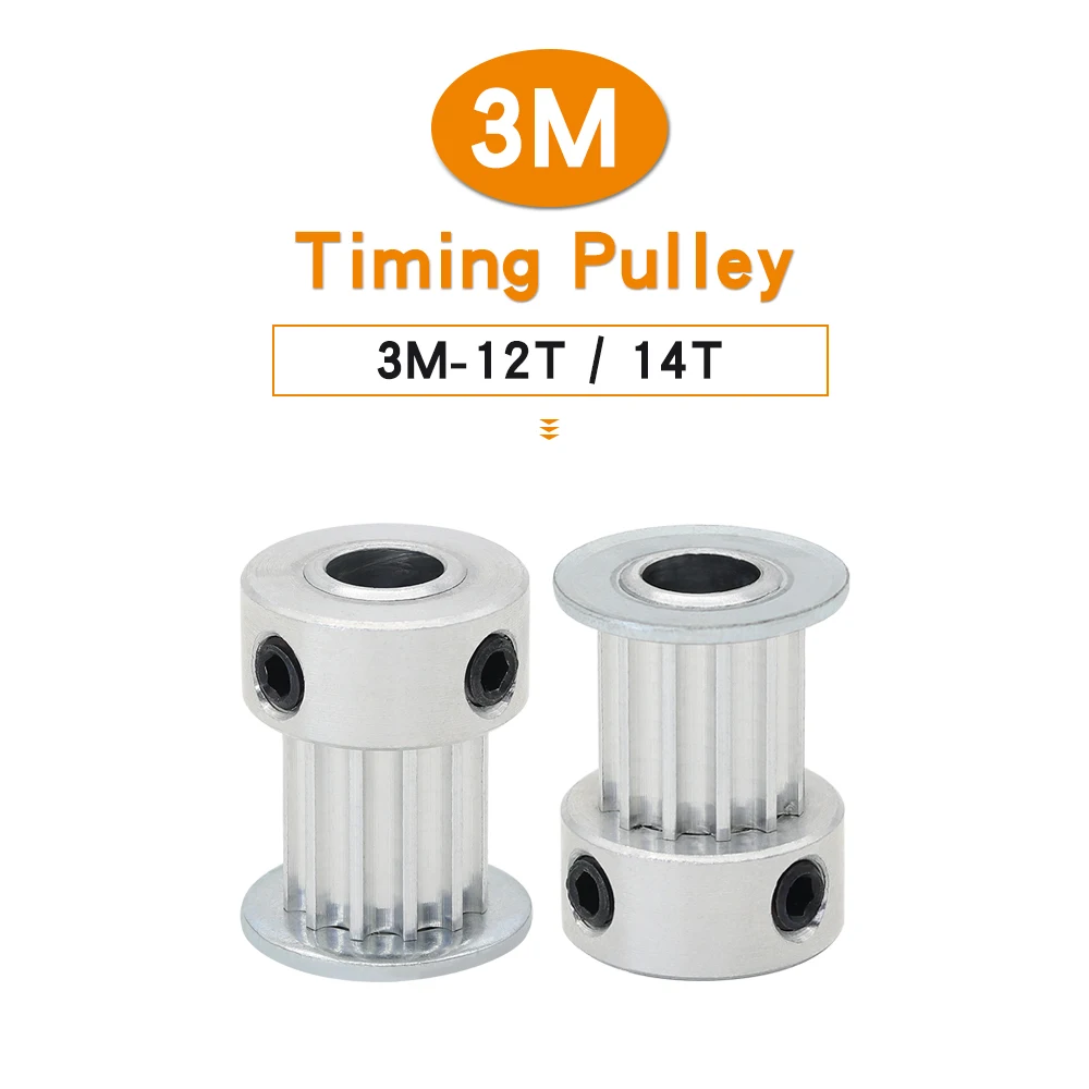 3M-12T/14T Timing Belt Pulley Bore Size  4/5/6/6.35 mm Alloy Pulley Teeth Pitch 3.0 mm K Shape For Width 10 mm 3M Timing Belt