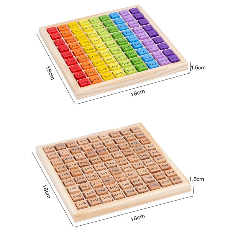 Montessori ของเล่นไม้เพื่อการศึกษาเด็กตารางคูณ99คณิตศาสตร์เลขคณิต D5QA