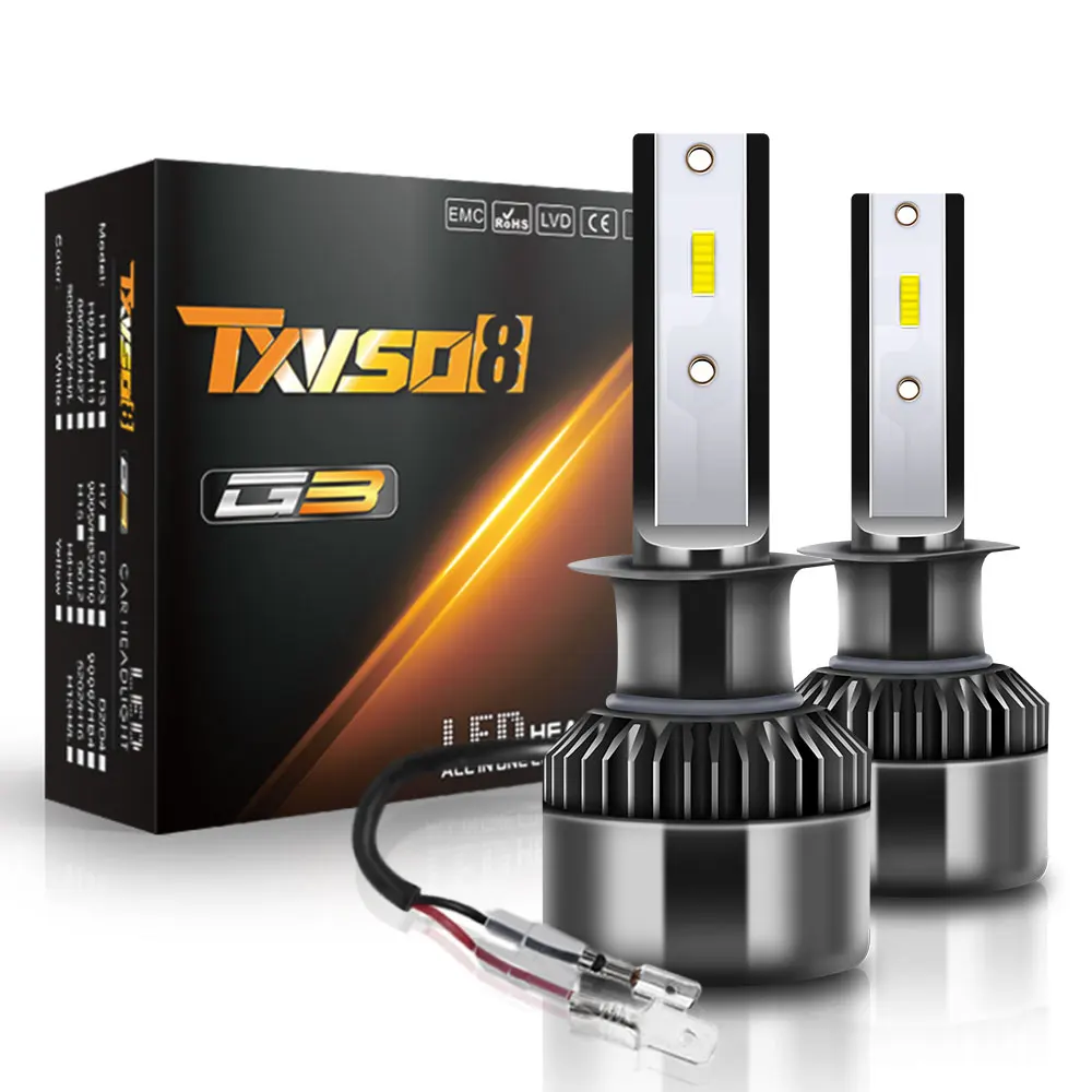 

TXVSO8 Mini H1 Led 20000LM Headlights for Car 6000K White Light 360 Degree Diode Lamps 12V 100W Ampoule Led Voiture 2023