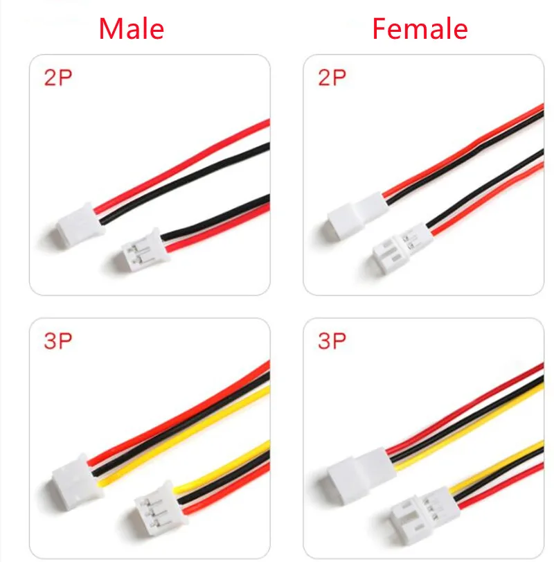 50PCS/1LOT PH2.0mm Connector Male/Female Extension Cord Electronic Cable Connection Terminal Wires Single Head 2/3/4/5/6/7/8/10P