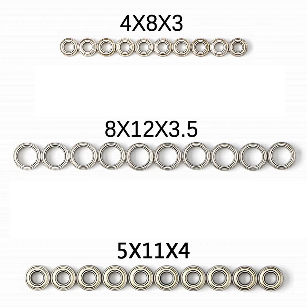 

10PCS Ball Bearing 5x11x4 8x12x3.5 4x8x3mm For 1/12 RC Car Parts Wltoys 12428 12423 Upgrade Parts