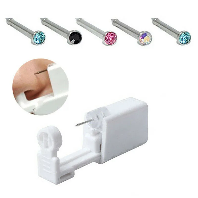 1PC Disposable Safe Sterile Nose Piercing Gun Nose Studs Piercing Unit for Women Girls Piercer Tool Body Piercing Jewelry