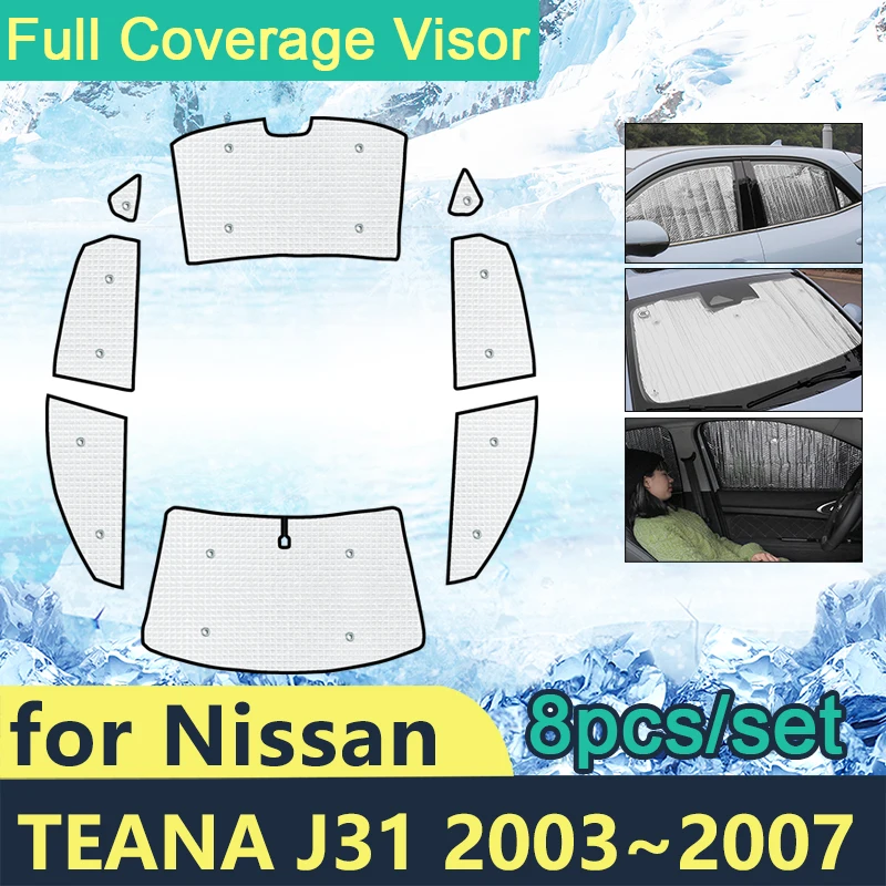 

Солнцезащитные очки с полным покрытием для Nissan Teana J31 2003 ~ 2007, автомобильные солнцезащитные ветрозащитные стекла, козырек для боковых окон, пышные аксессуары 2005 2006