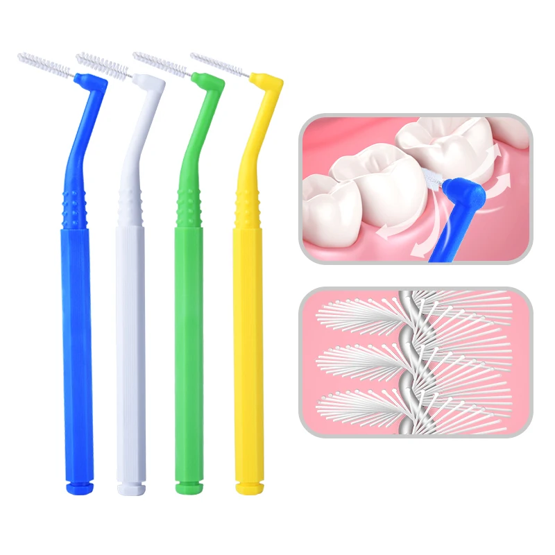 Cepillo Interdental en forma de L, herramienta de ortodoncia, limpieza de dientes, higiene Oral, 0,6-1,5mm, nuevo