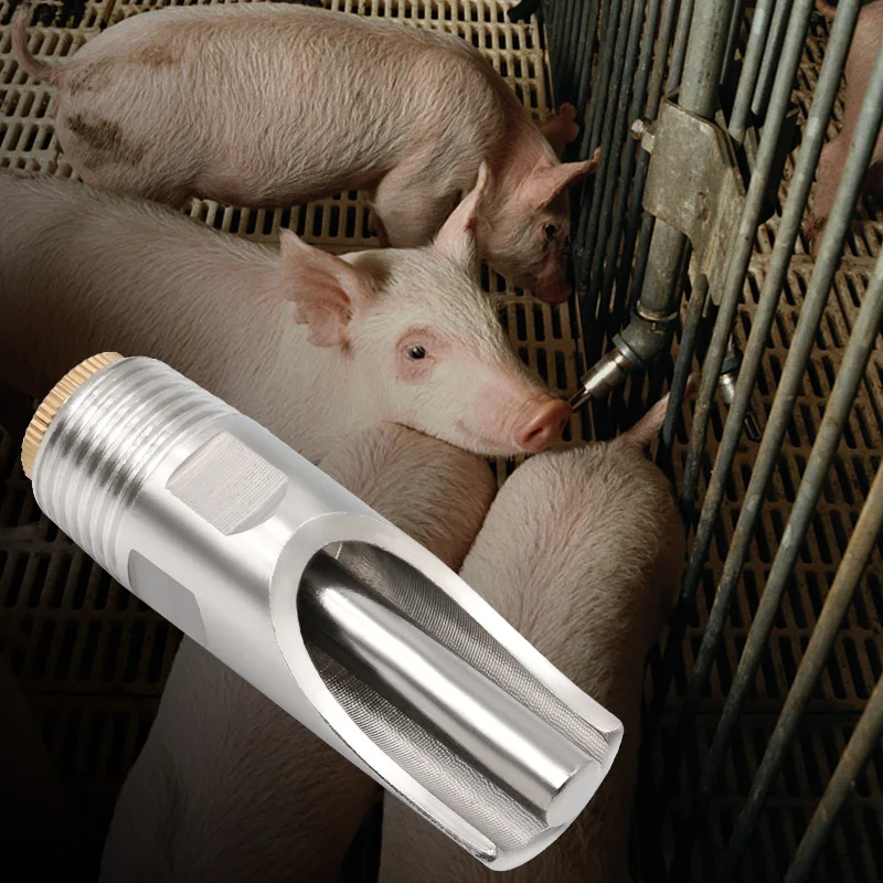 5/10Pcs Thicken Stainless Steel Pig Hog Automatic Nipple Drinker Waterer Fountains Animals Drinking Instrument Waterer Feeder