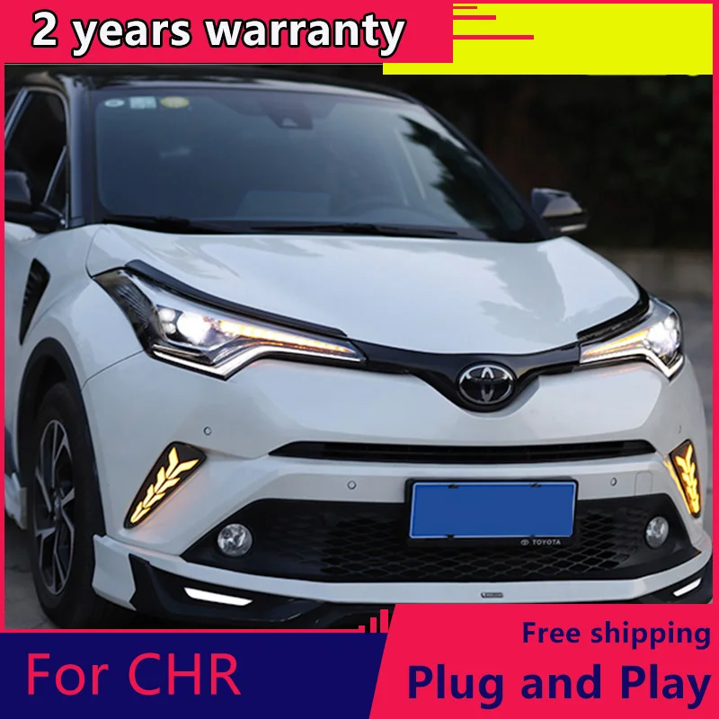 Car styling Headlight For Toyota CH-R C-HR CHR 2017-2018 all led bi-led lens headlight chr led headlamp dynamic turn signal