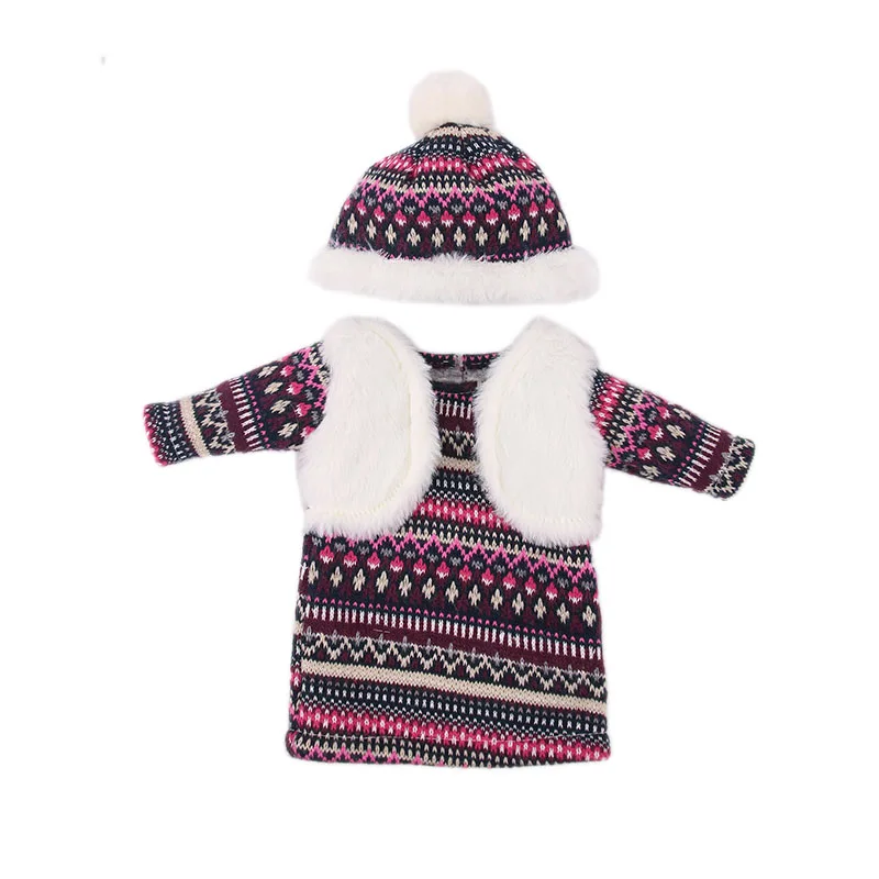 Discount! New Doll Sweater Suit 2 Pcs for American 18 Inch Girl Doll & 43 cm New Born Baby Doll Items & Our Generation,Christmas
