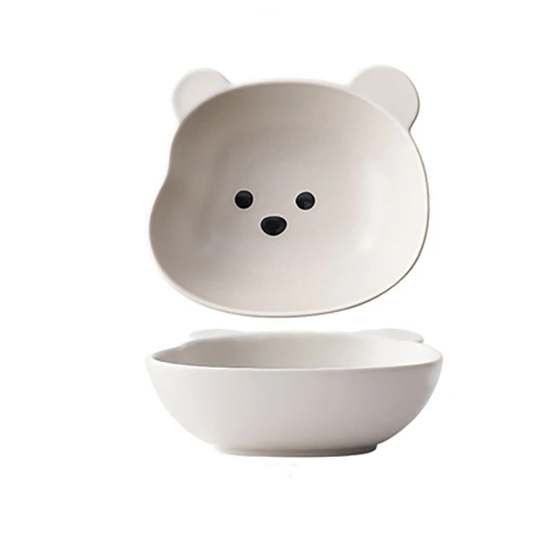 Korean Ins Wind Bear Matte Ceramic Salad Bowl, Yogurt Dishes, Afternoon Tea Dessert Dessert Plate, Tableware For Home