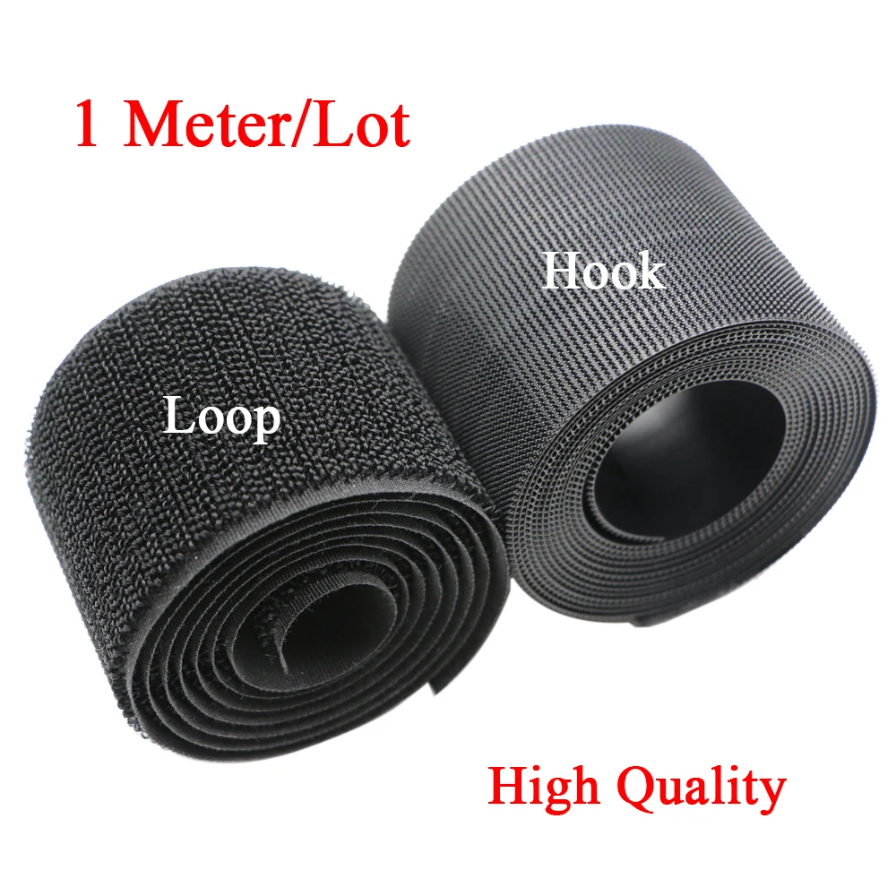 1meter 20-100mm High Quality Strong Non-Adhesive Hook Loop Fastener Tape Strip Nylon Sticker Adhesive for Sewing DIY No Glue