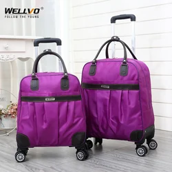 Women Trolley Bags Female Travel Luggage Bag With Wheel Waterproof Nylon Duffle Carry On Hand Wheeled Bags Suitcases XA758ZC