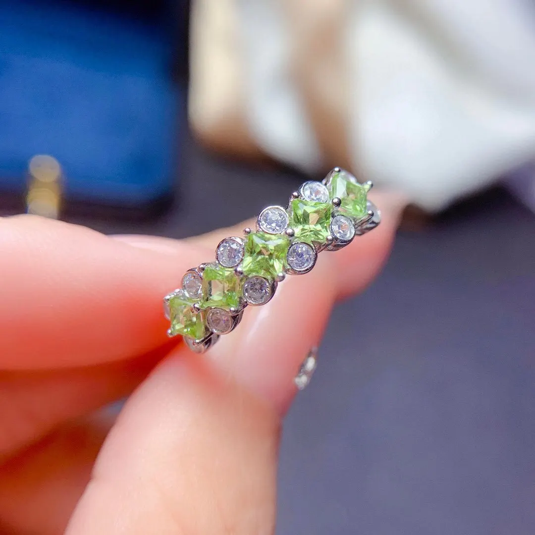 Dazzling Silver Peridot Ring 3mm VVS Grade Peridot Silver Ring Solid 925 Silver Peridot Jewelry Gift for Woman