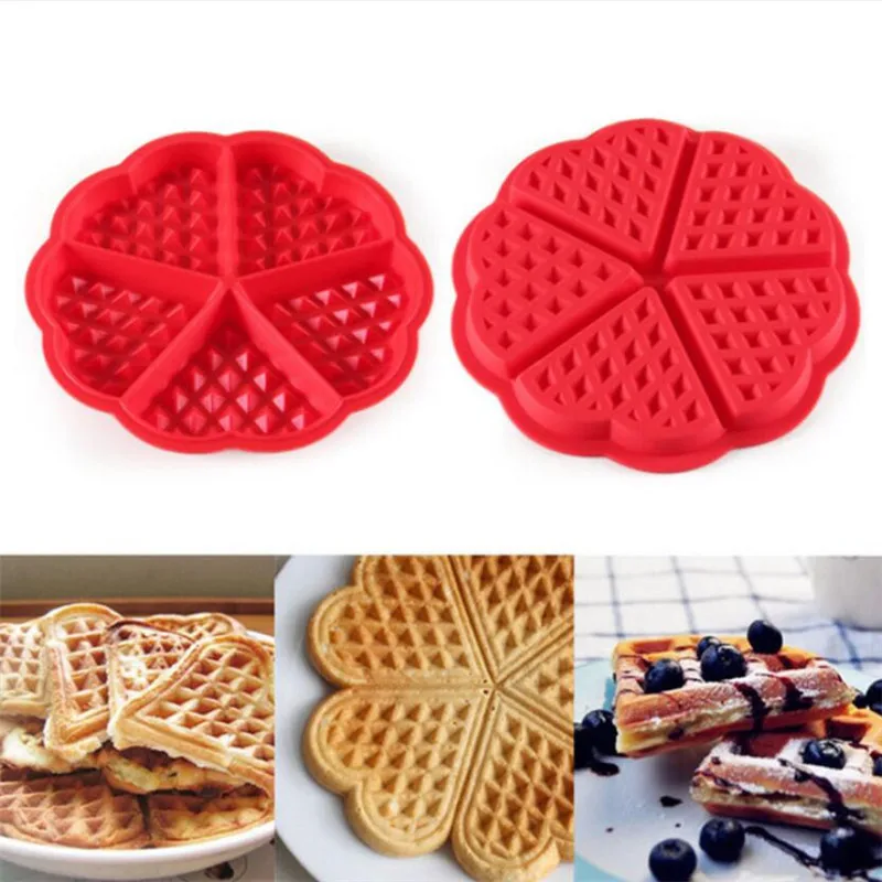 Waffle Mold Non-stick Cake Mould Makers Kitchen Silicone Waffle Bakeware Heart Shape Silicone Baking Tool Mold Kitchen