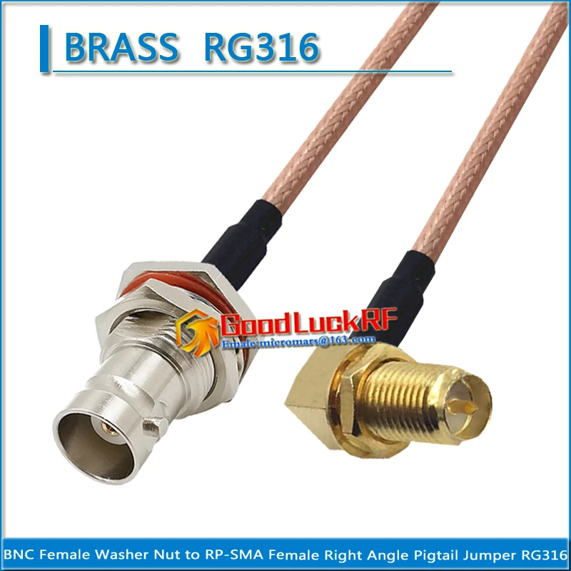 

Q9 BNC Female Waterproof Bulkhead Washer Nut to RP-SMA RP SMA Female Washer Nut Right Angle 90 Degree Pigtail Jumper RG316 Cable