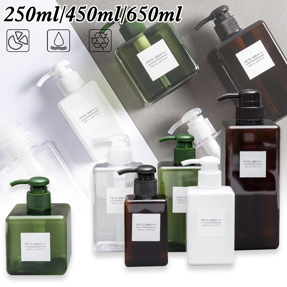 Soap Bottle Foaming Lotions Empty Plastic Pump 250ml/450ml/650ml Refillable Bottle  Shampoo Cosmetic Empty Bottle