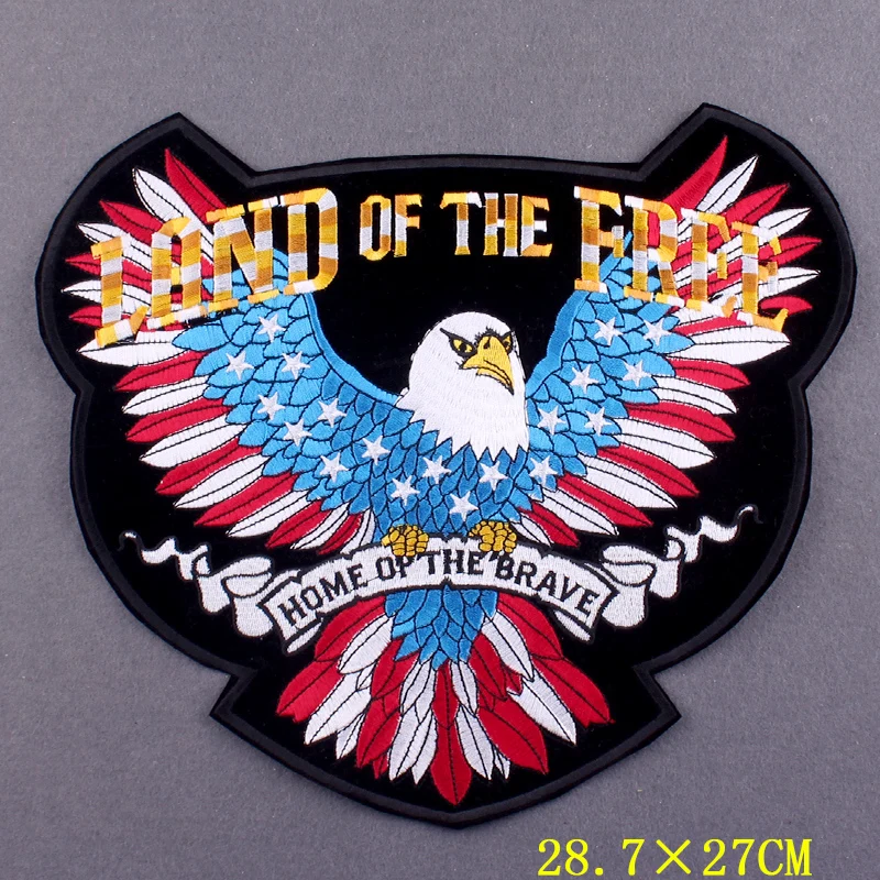 Eagle Embroidery Patches Large Biker Patches On Clothes Punk Big Skull Badges Embroidered Patch Jacket Coat Accessories Stripe