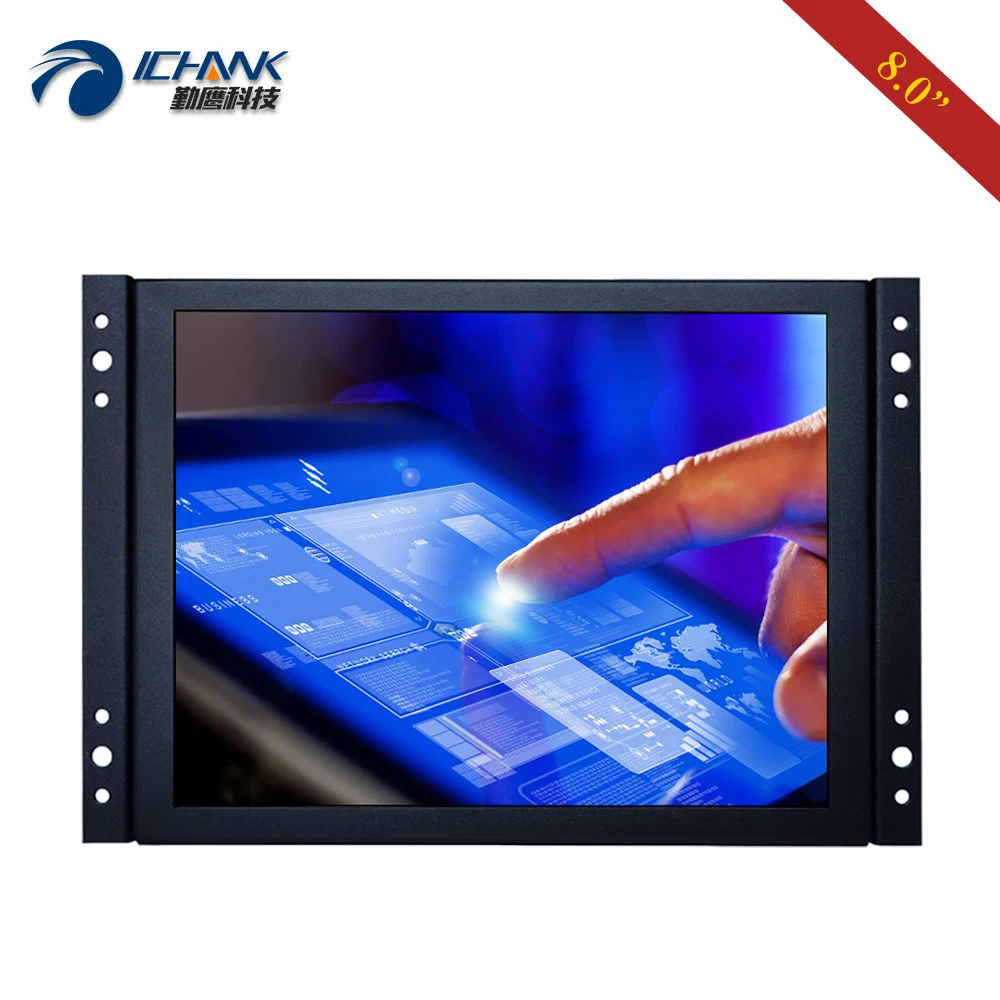 

8" inch PC Monitor 1024x768p IPS HDMI-in USB Power On Boot Embedded Open Frame Driver Free Capacitive Touch Screen ZK080TC-262D